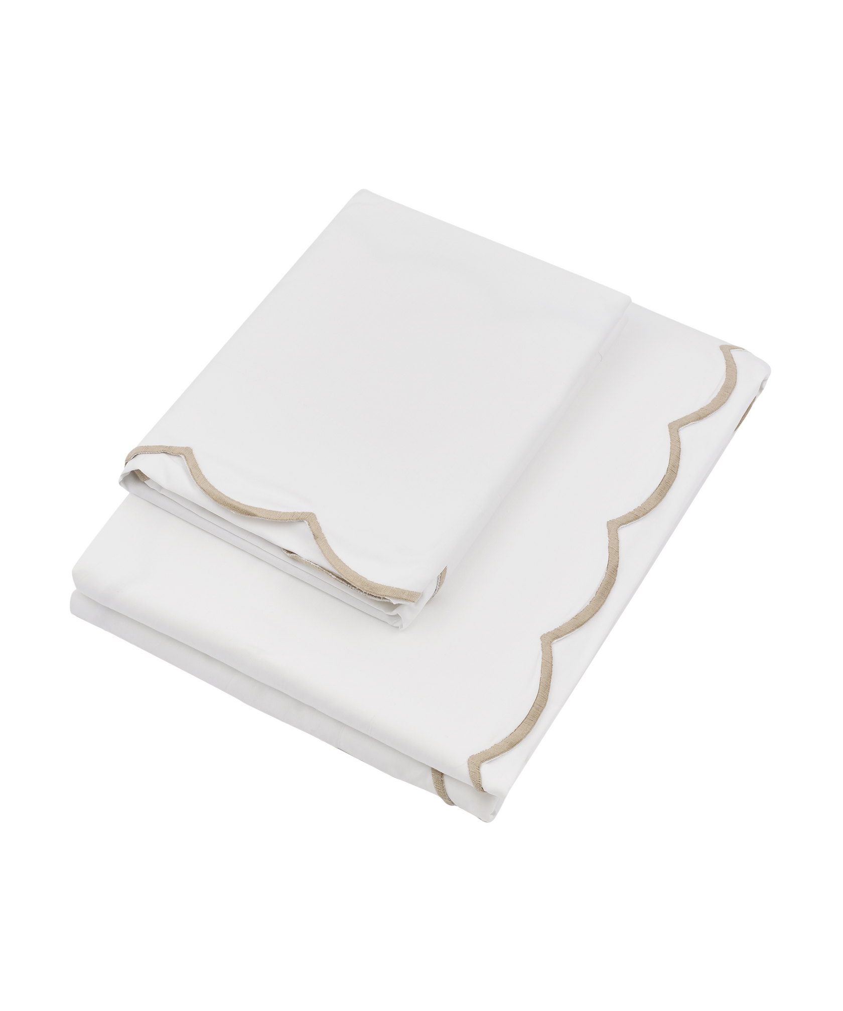 Annabelle Scalloped Top Sheet, Taupe