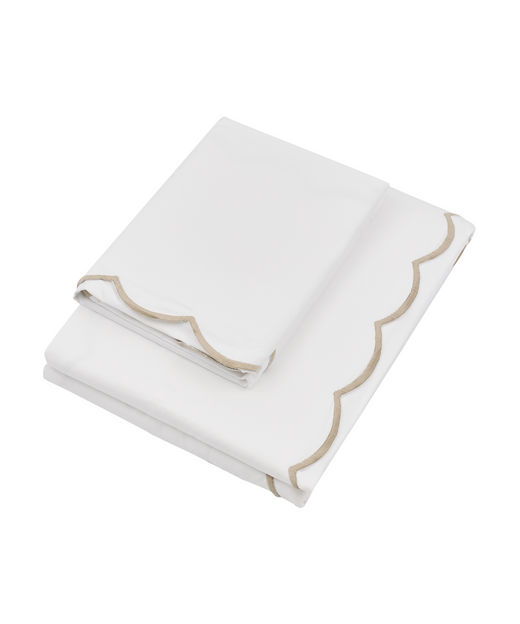 Annabelle Scalloped Top Sheet, Taupe