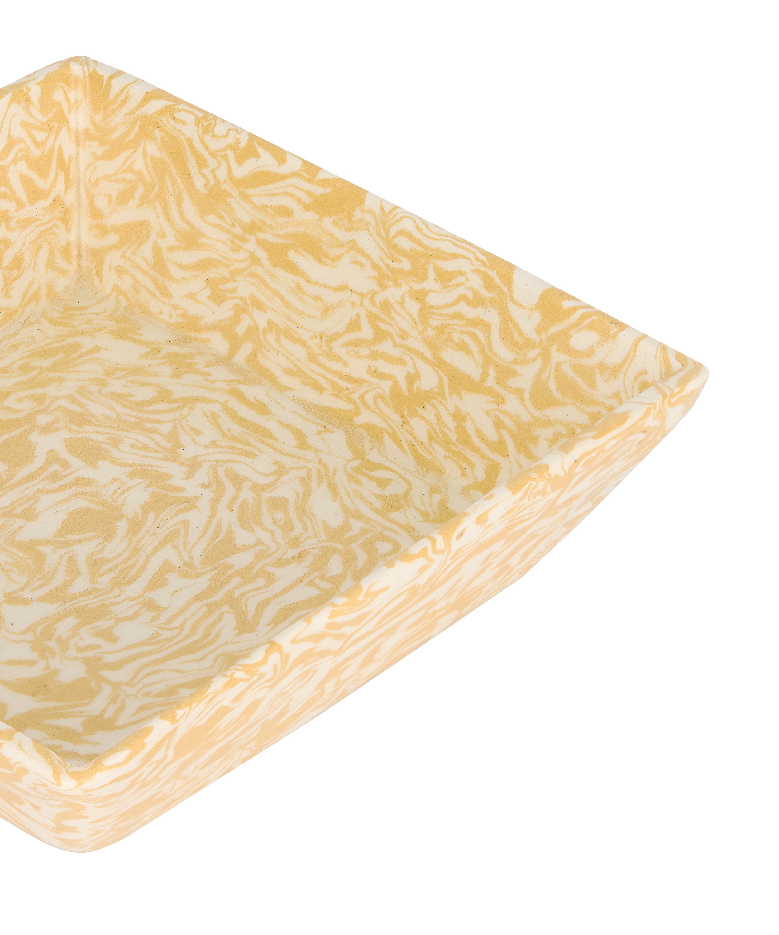Aptware Marble Ceramic Vide Poche, Mustard, Detail