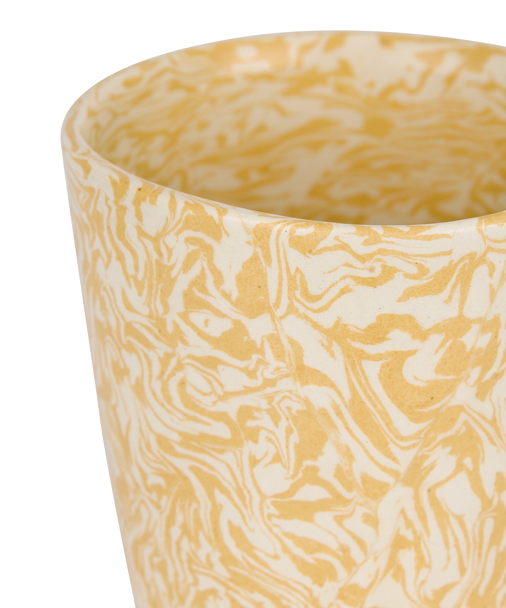 Aptware Marble Ceramic Vase, Mustard Yellow, Detail.