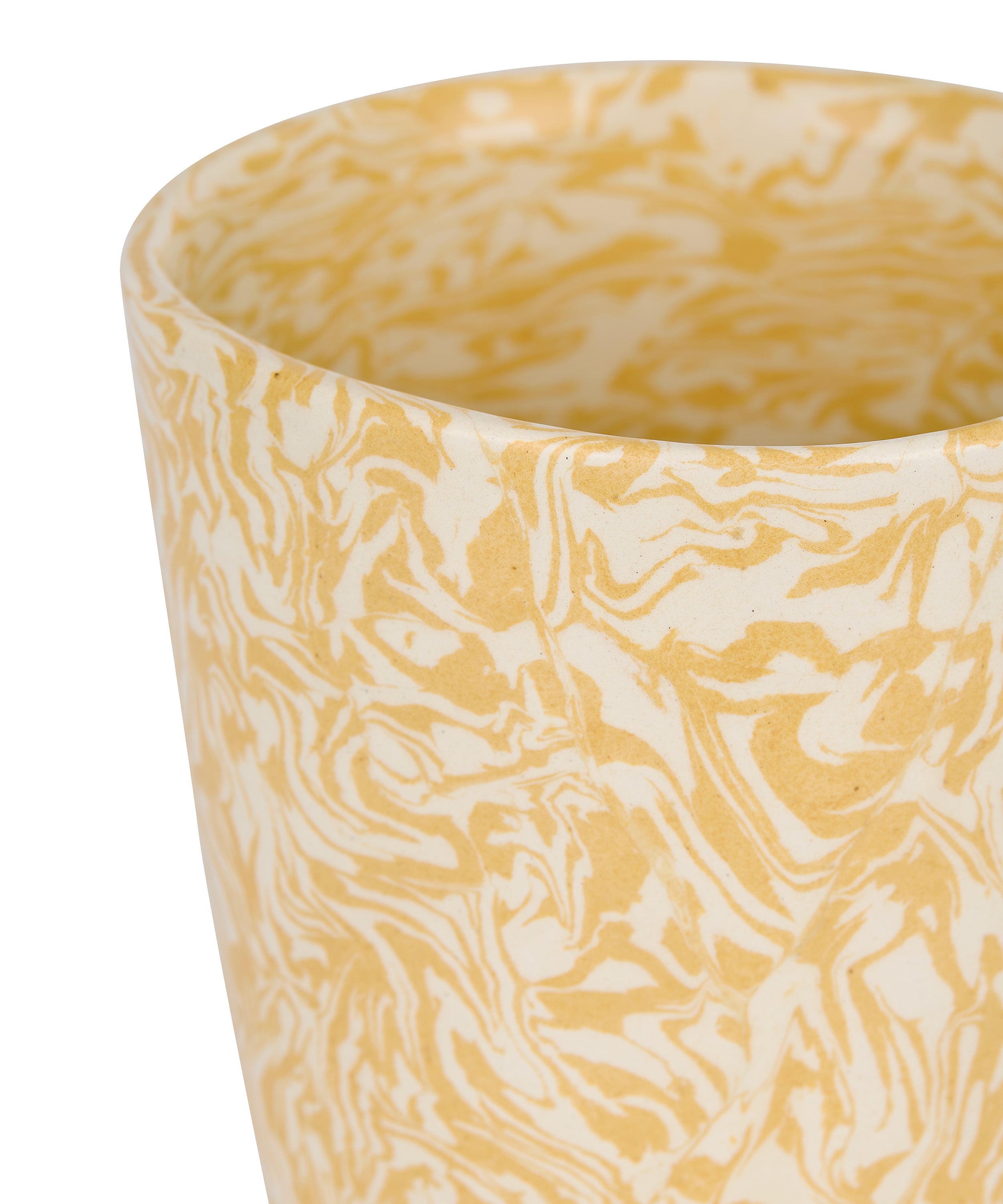 Aptware Marble Ceramic Vase, Mustard Yellow, Detail.