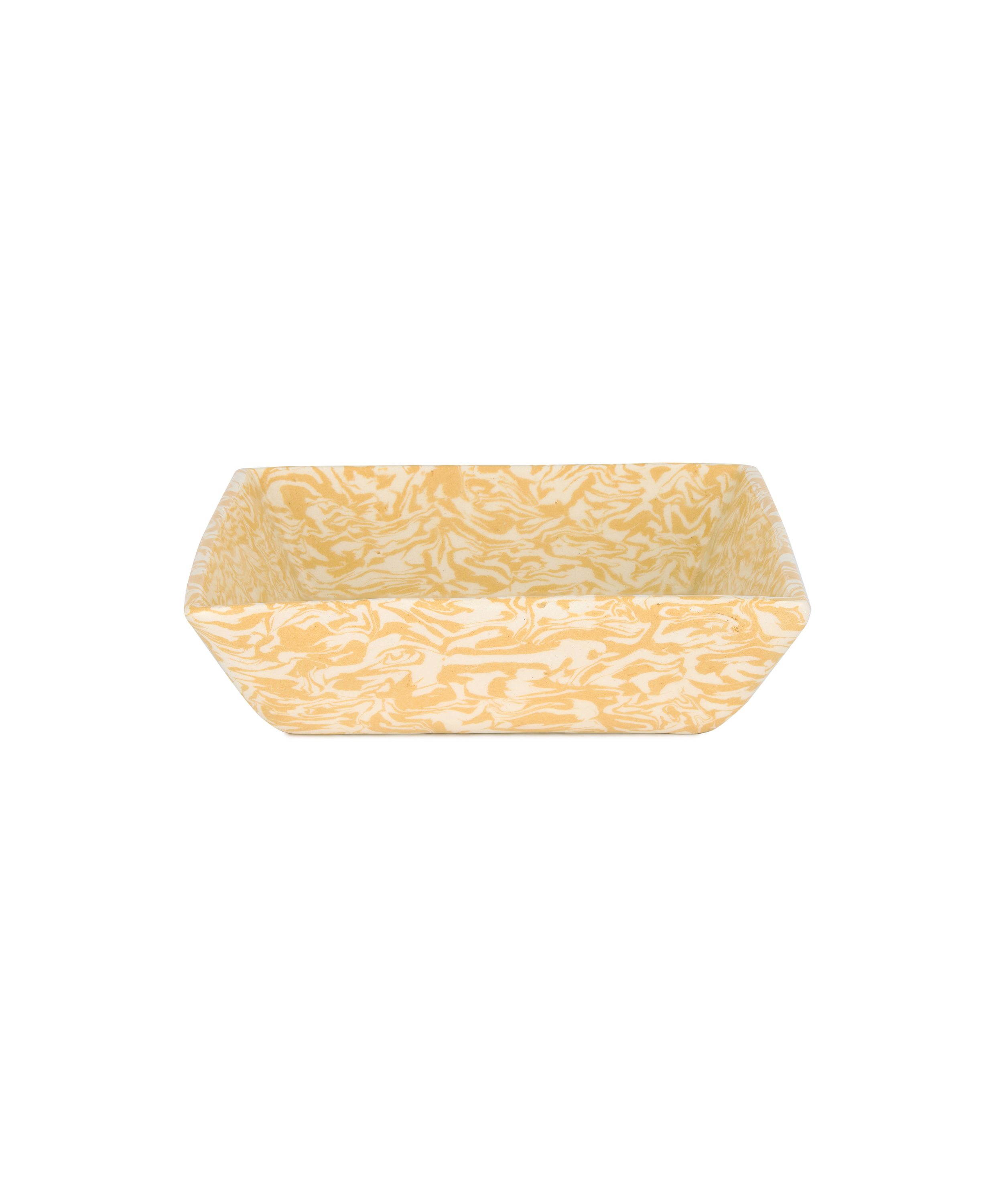 Aptware Marble Ceramic Medium Vide Poche, Mustard Yellow, Cut Out