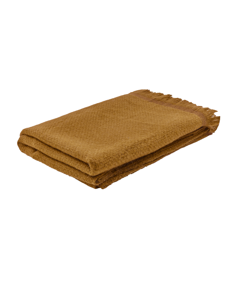 Basketweave Alpaca Throw, Mustard