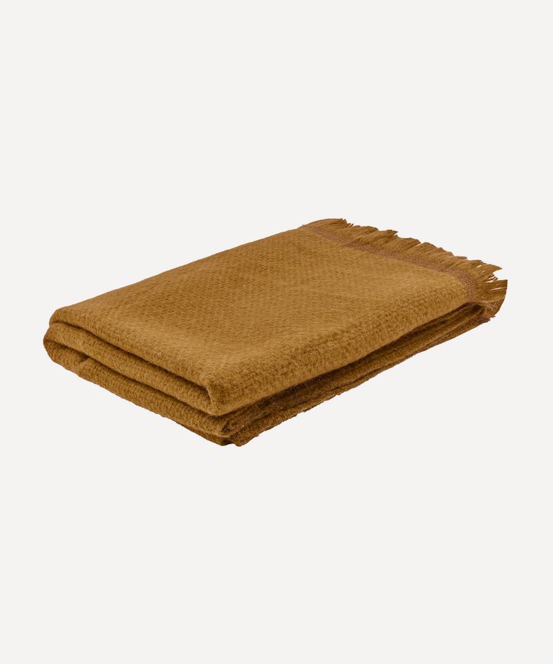 Basketweave Alpaca Throw, Mustard