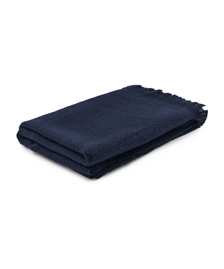 Basketweave Alpaca Throw, Navy, Cut Out