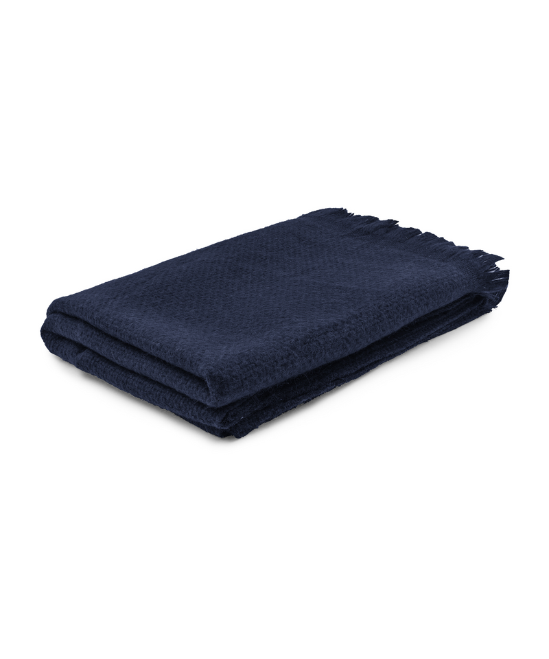 Basketweave Alpaca Throw, Navy