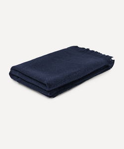 Basketweave Alpaca Throw, Navy