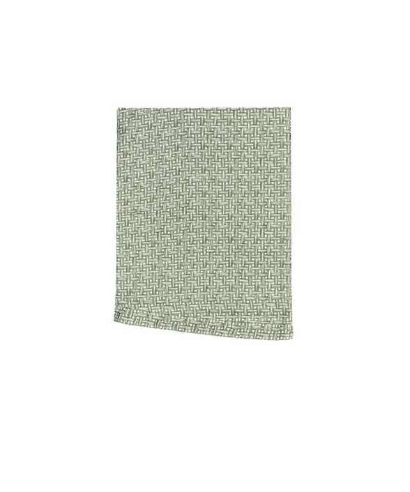 Basketweave Pleated Round Linen Tablecloth, Vine Green, Cut Out