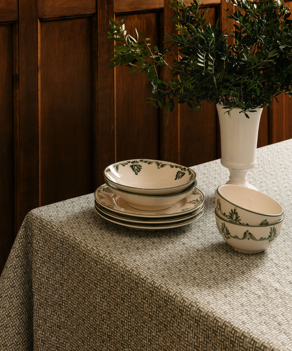 Basketweave Table Linens, Vine Green