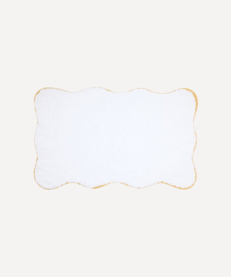 Rebecca Udall scallop bath mat white and mustard