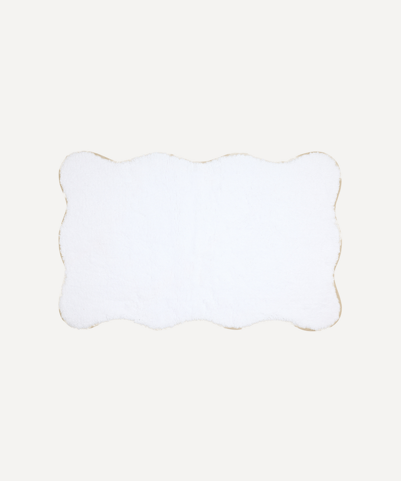 Rebecca Udall Luxury Scalloped Wavy Piped Edge Bath Mat, taupe sand beige 