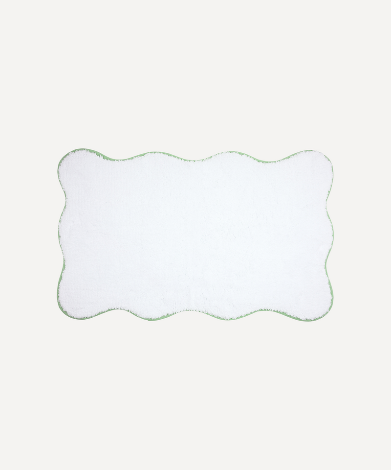 Rebecca Udall Luxury Scalloped Wavy Piped Edge Bath Mat, Asparagus green