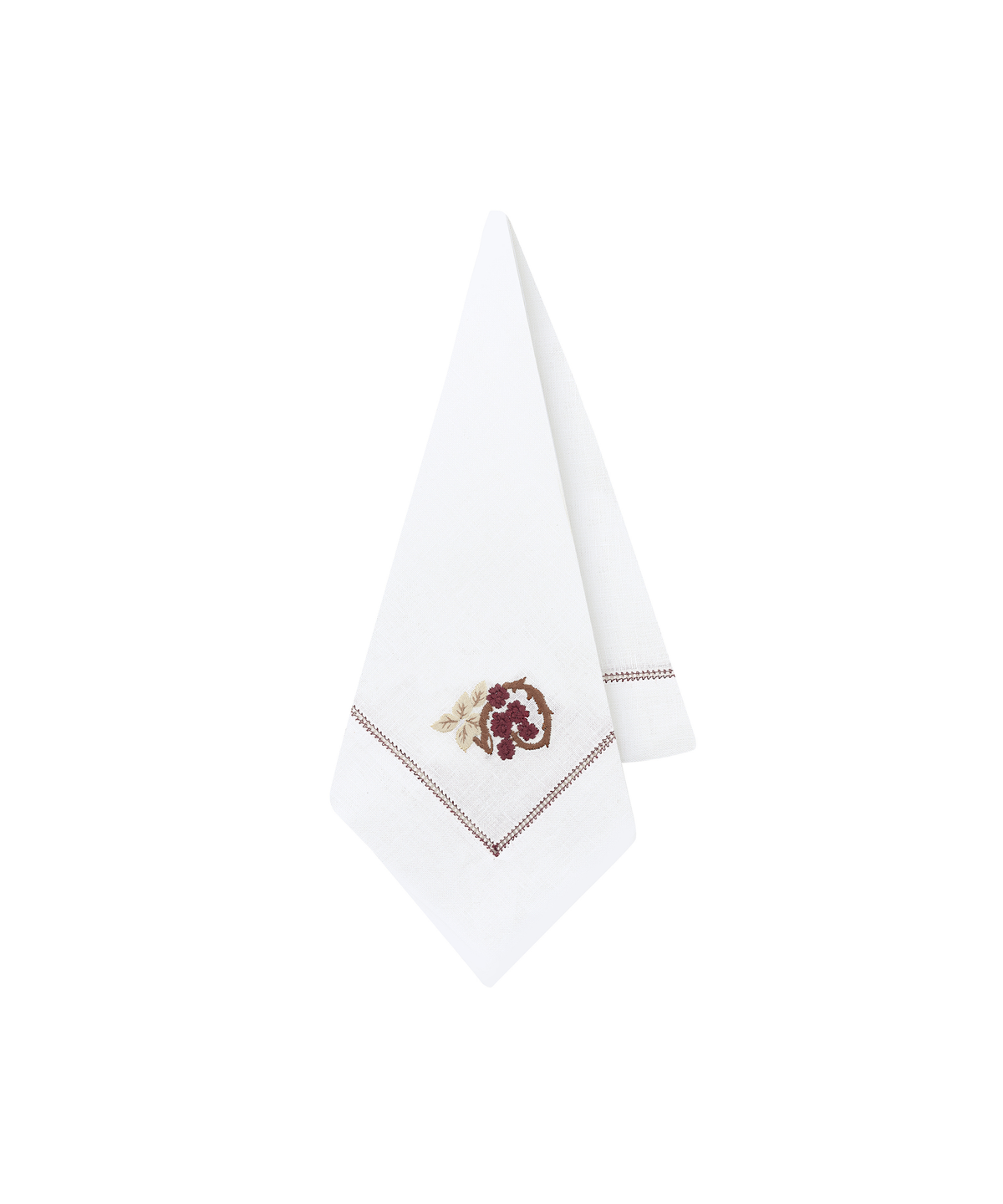 Pair of Blackberry Linen Napkins, Cut Out, Draped