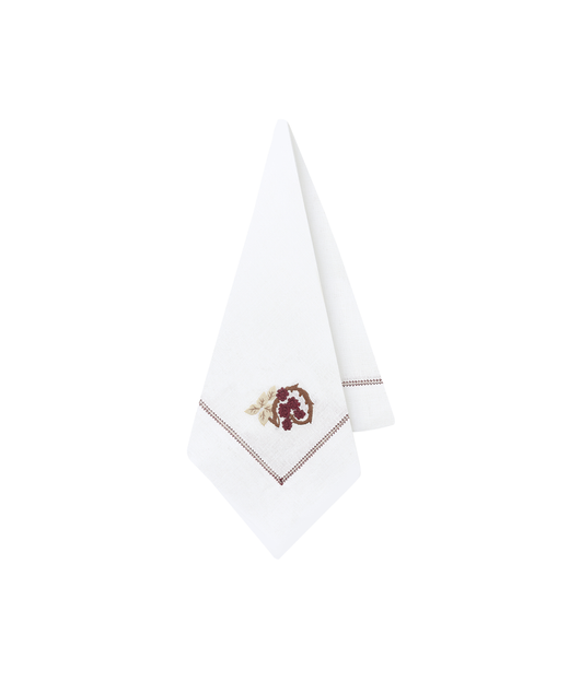 Pair of Blackberry Linen Napkins, Cut Out, Draped