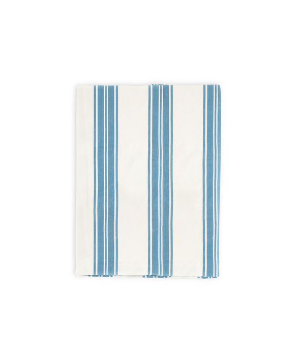 Rebecca Udall Colette Striped Linen Tablecloth, Harbour Blue, Cut Out