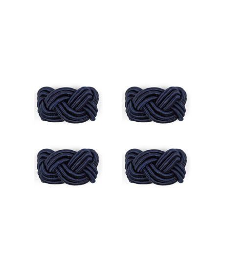 Rebecca Udall Set of 4 Braided Napkin Rings, Navy