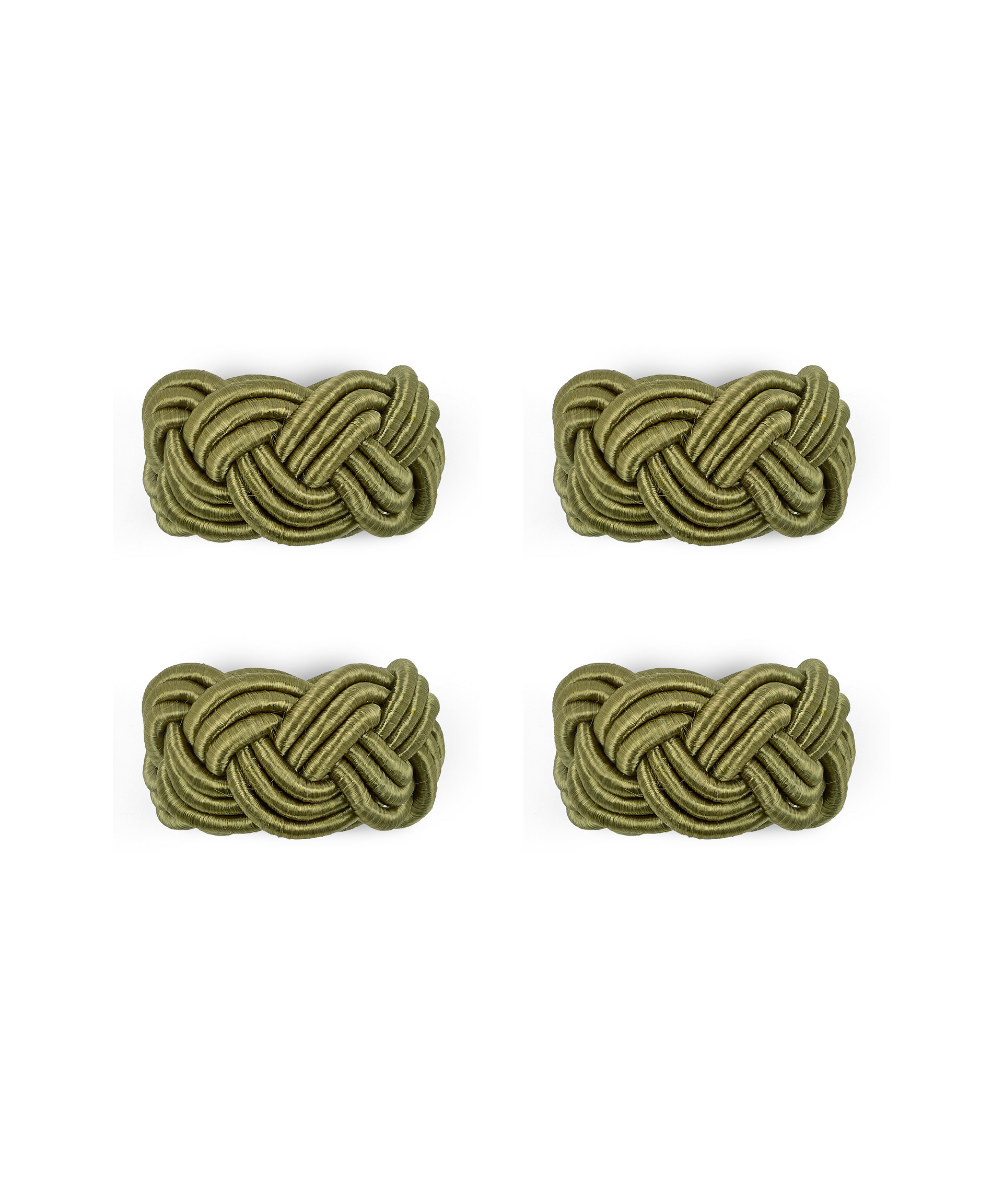 Set 4 Braided Napkin Rings Moss