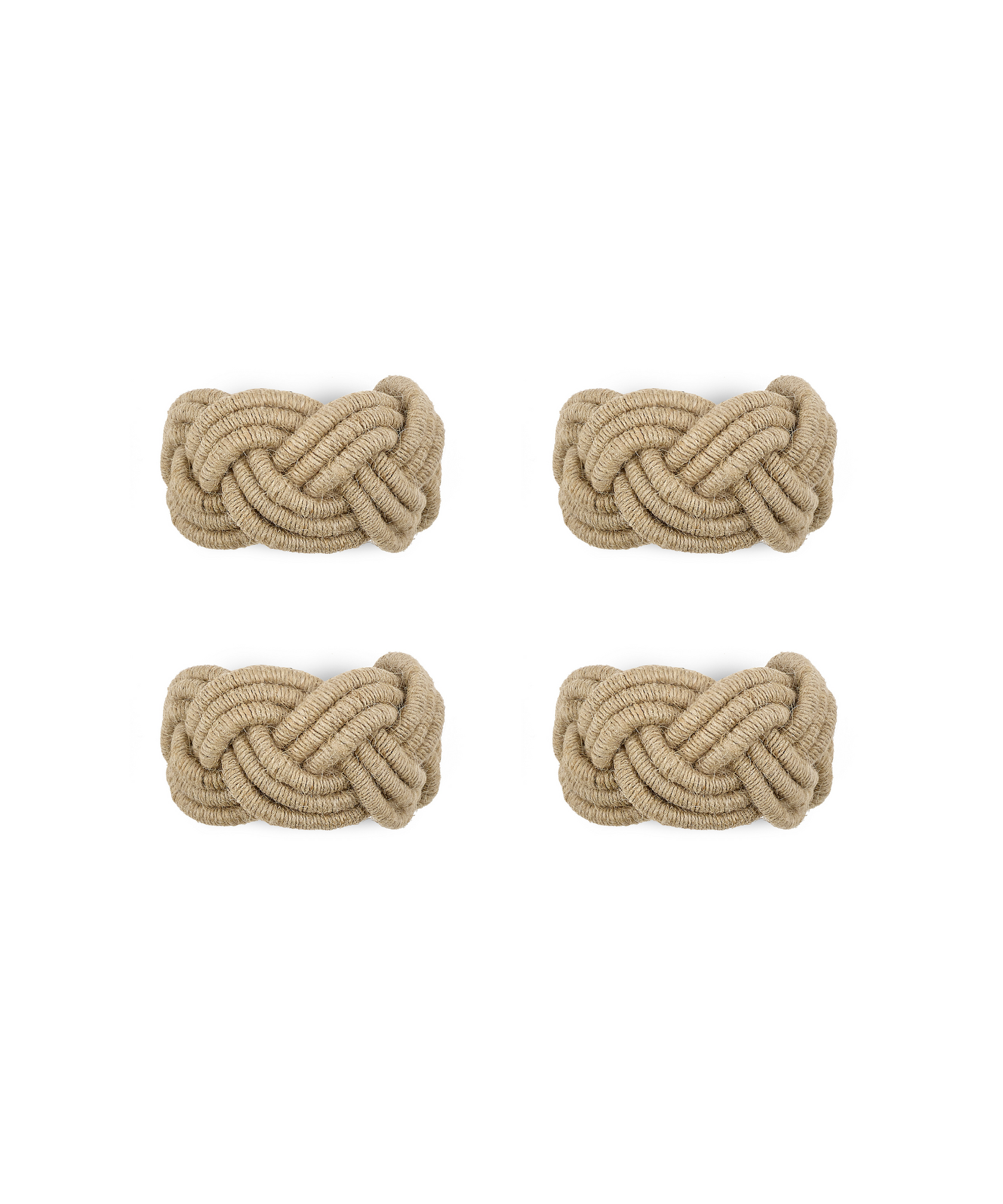 Rebecca Udall Set of 4 Braided Rope Napkin Rings, White Background