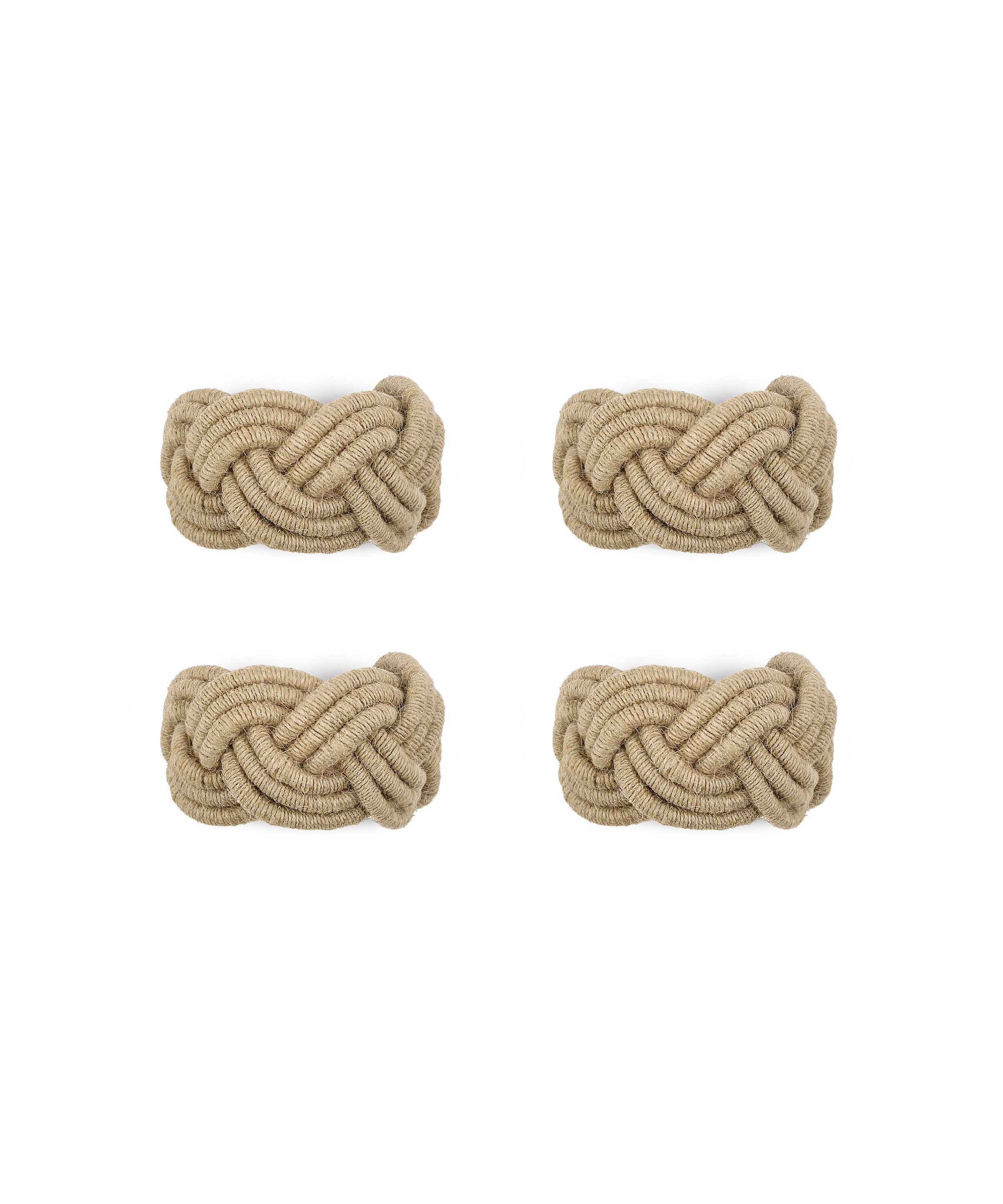 Rebecca Udall Set of 4 Braided Rope Napkin Rings, White Background