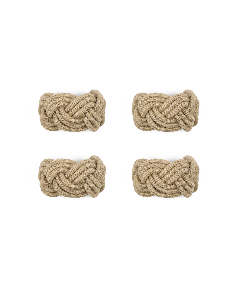 Rebecca Udall Set of 4 Braided Rope Napkin Rings, White Background