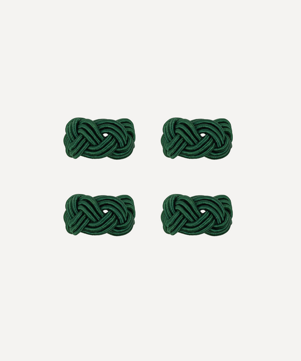 Set of 4 Braided Napkin Rings, Fir Green