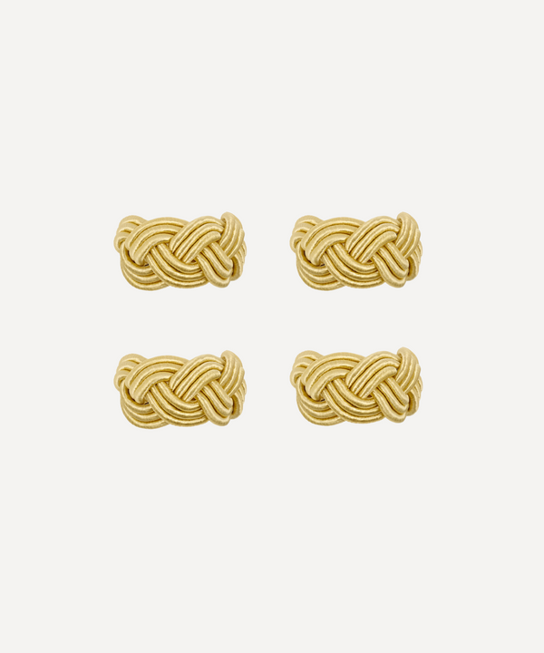 Set of 4 Braided Napkin Rings, Antique Gold