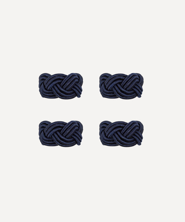 Set of 4 Braided Napkin Rings, Navy