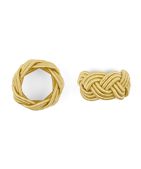 Set of 4 Braided Napkin Rings, Antique Gold