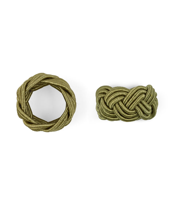 Set of 4 Braided Napkin Rings, Moss