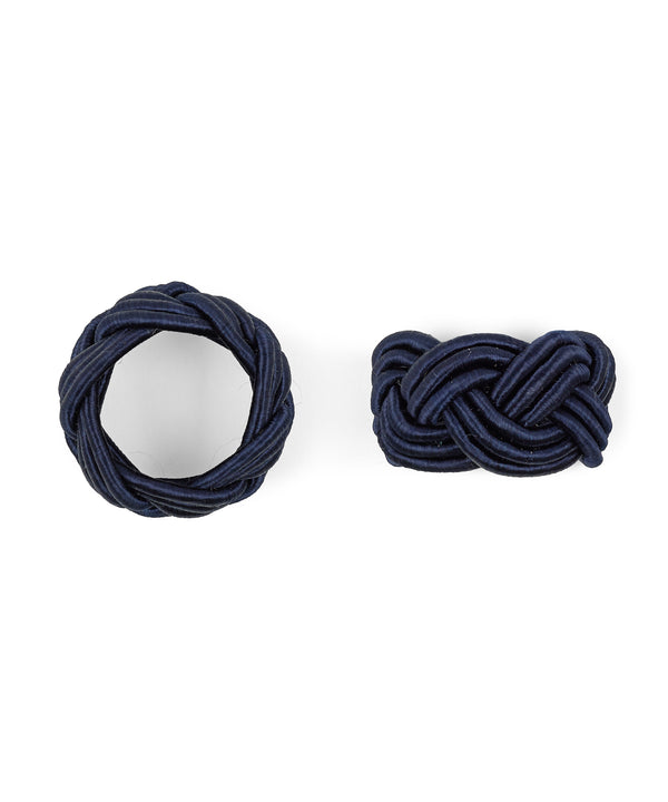 Set of 4 Braided Napkin Rings, Navy