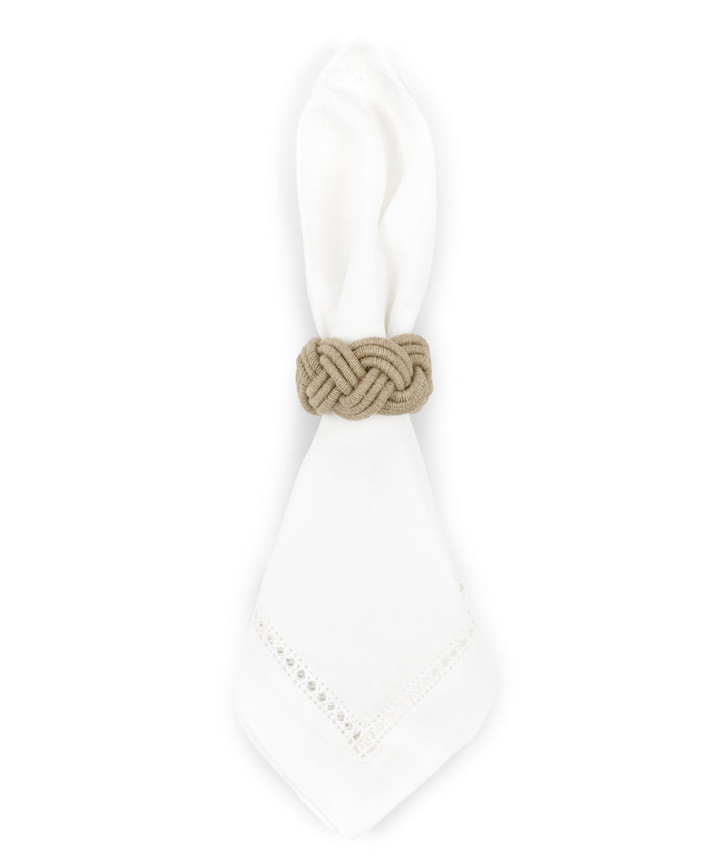 Rebecca Udall Set of 4 Braided Rope Napkin Rings, with napkin