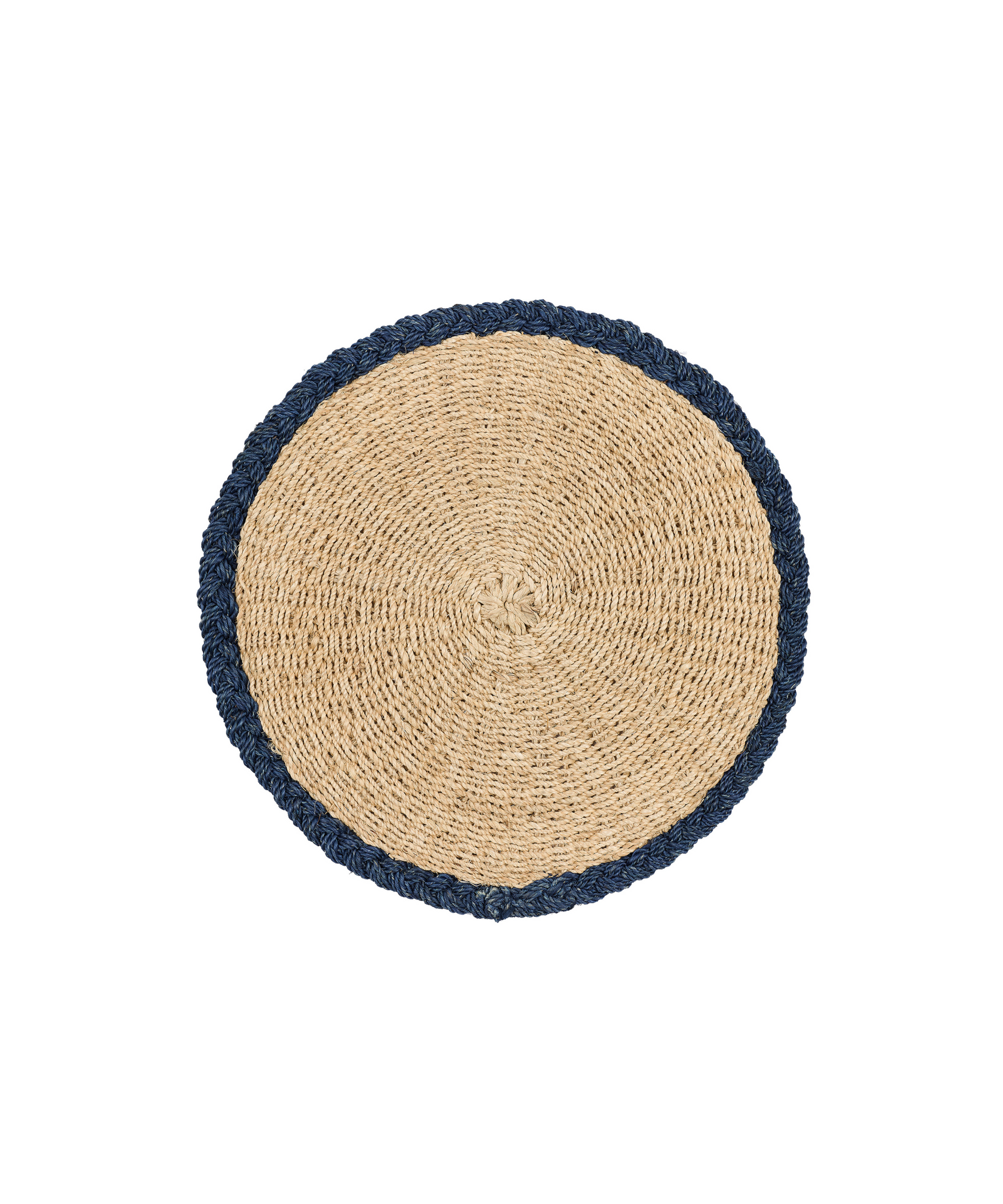 Rebecca Udall Braided Abaca Placemat, Natural/ Navy, White Background hover