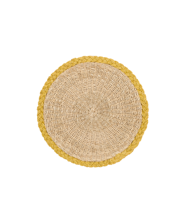 Rebecca Udall Braided Abaca Placemat, Natural/ Straw, White Background cover