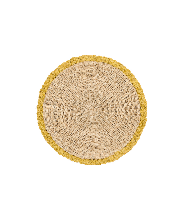 Rebecca Udall Braided Abaca Placemat, Natural/ Straw, White Background