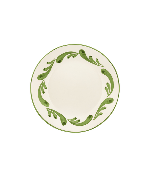 Rebecca Udall Celia Dessert Plate, Leaf Green, Cut Out, White Background