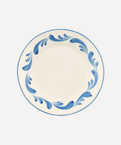 Rebecca Udall Celia Dinner Plate, Denim Blue, Cut Out, Ivory Background