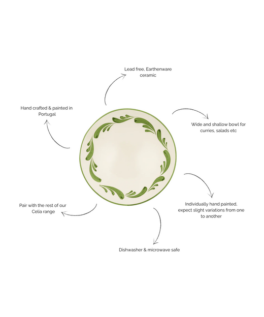 Celia Pasta Bowl, Leaf Green