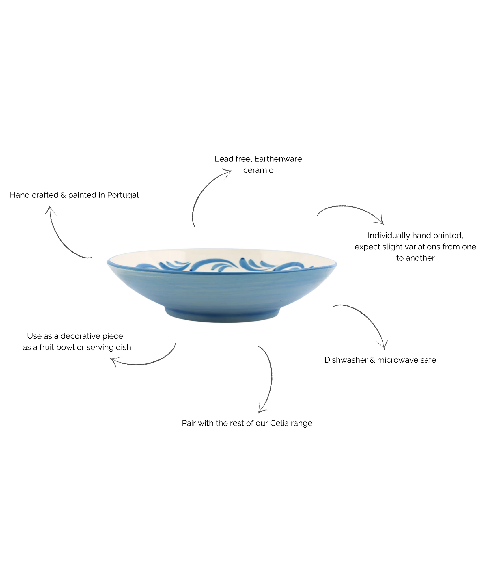 Celia Serving Bowl, Denim Blue