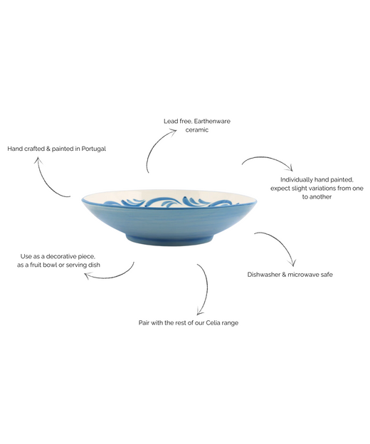 Celia Serving Bowl, Denim Blue