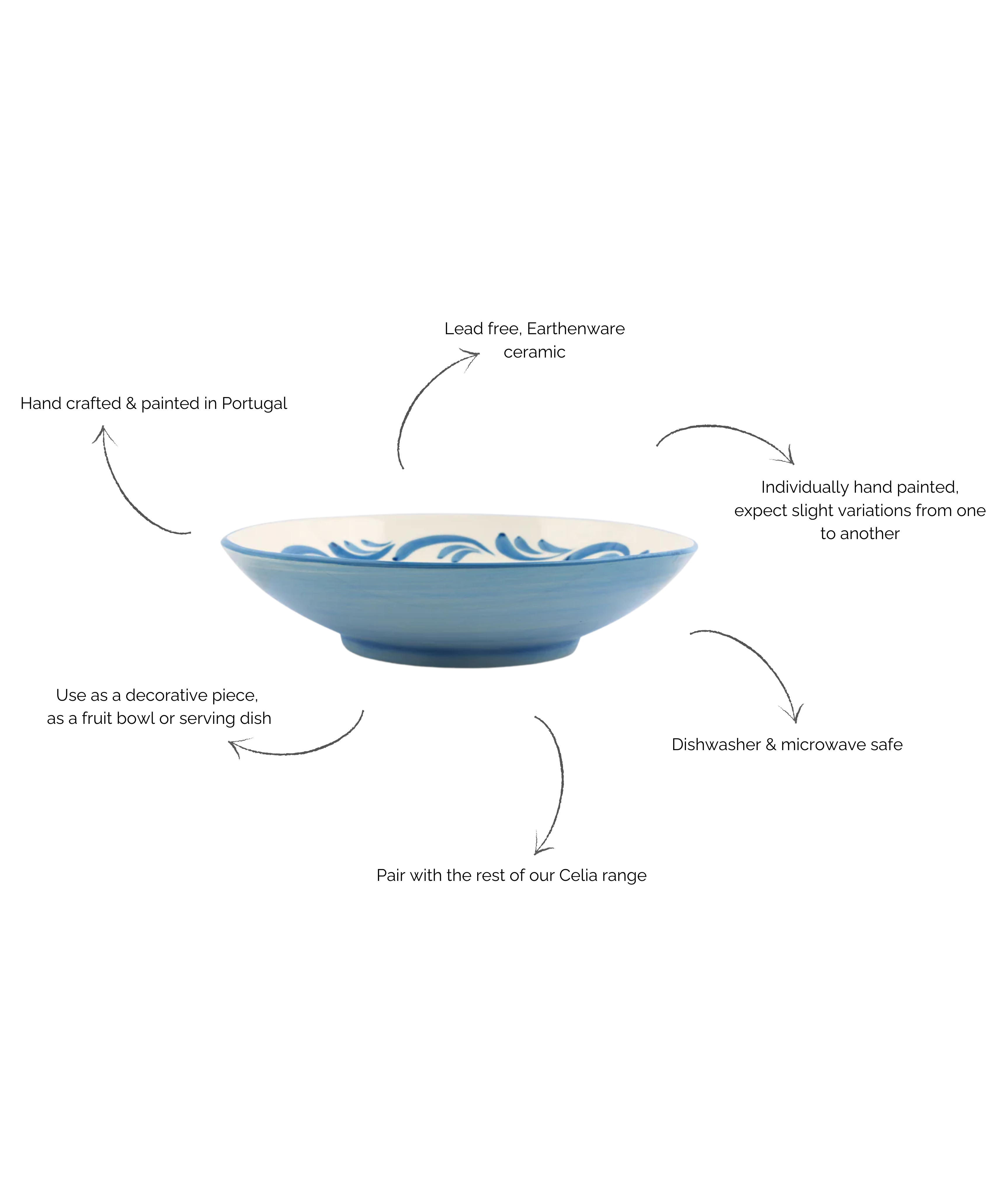Celia Serving Bowl, Denim Blue