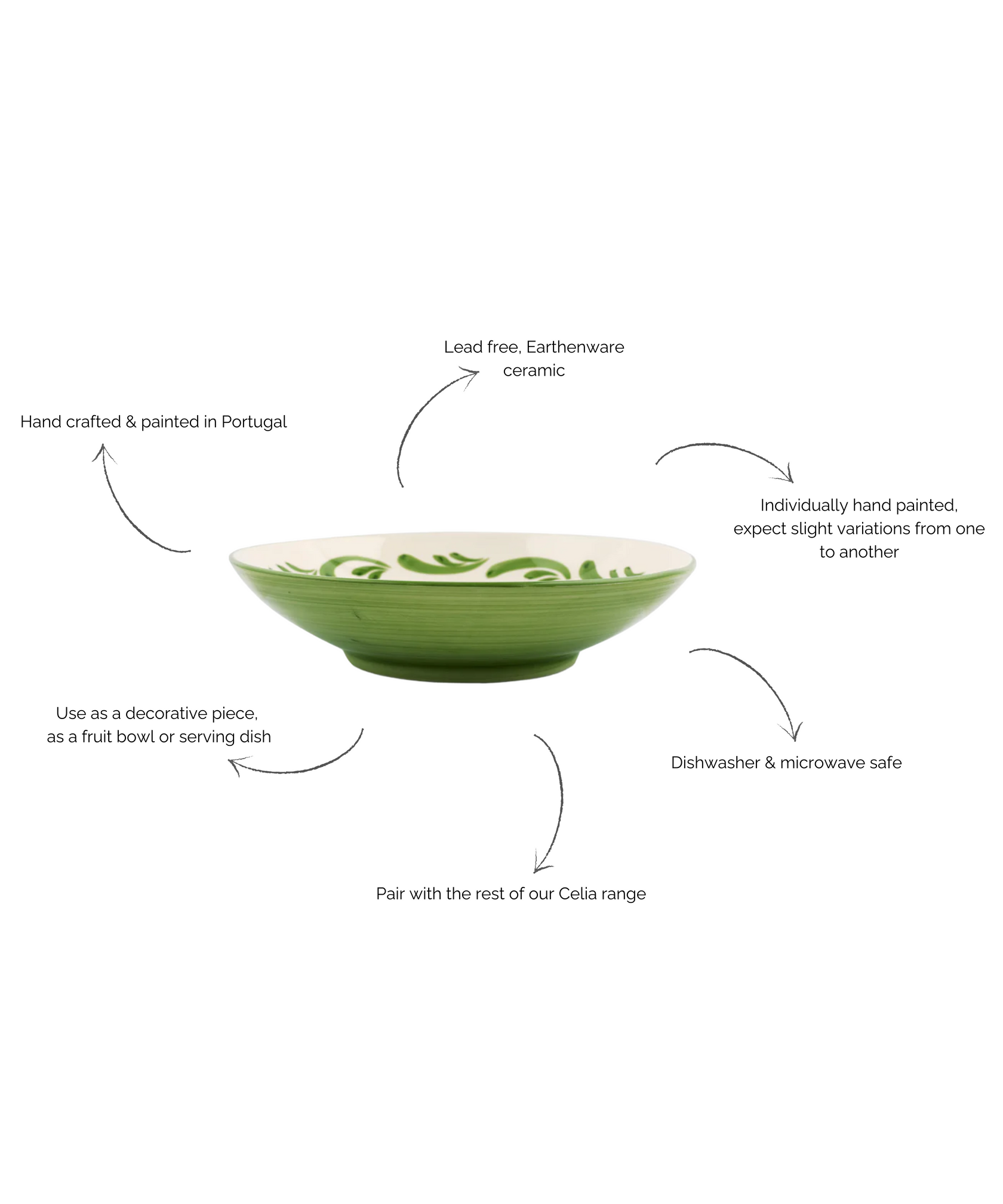 Celia Serving Bowl, Leaf Green