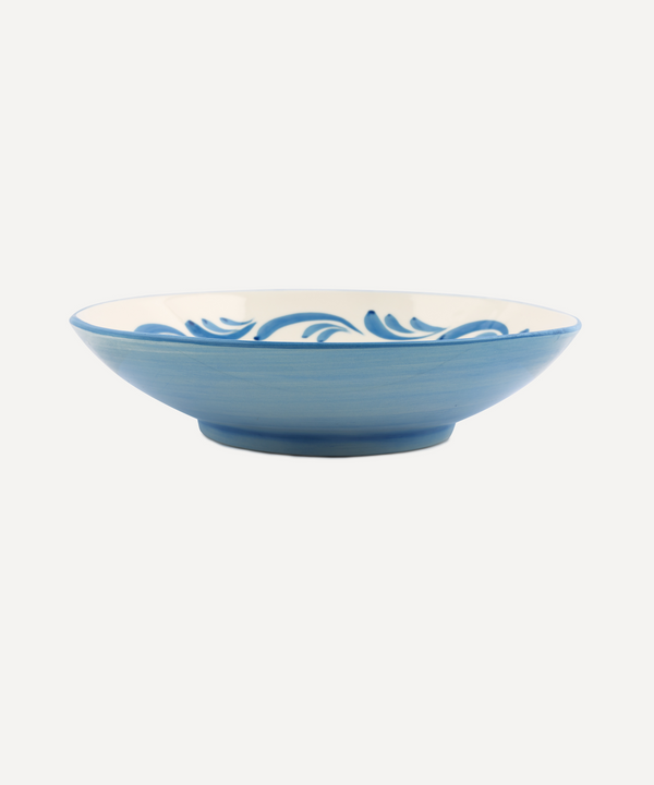 Rebecca Udall Celia Serving Bowl, Denim Blue, Ivory Background