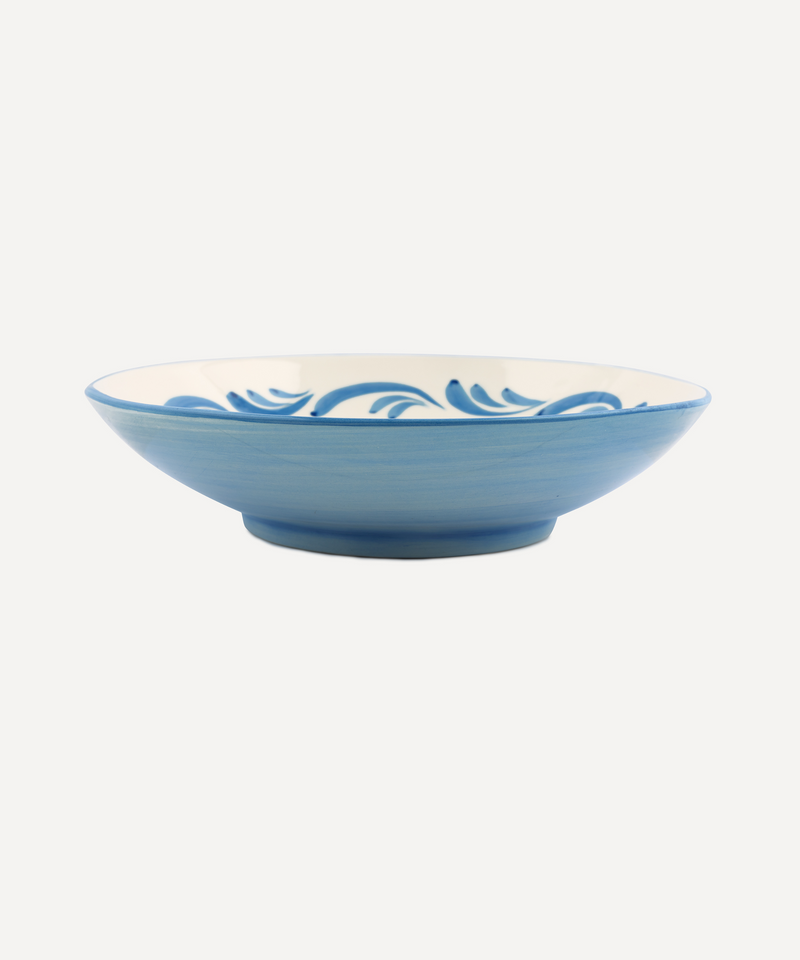 Rebecca Udall Celia Serving Bowl, Denim Blue, Ivory Background