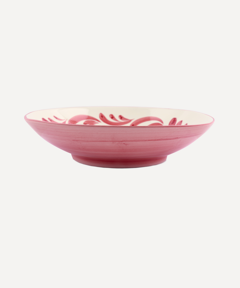 Rebecca Udall Celia Serving Bowl, Raspberry, Ivory Background