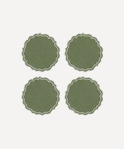 Set of 4 Greta Waxed Linen Coasters, Chalk Green