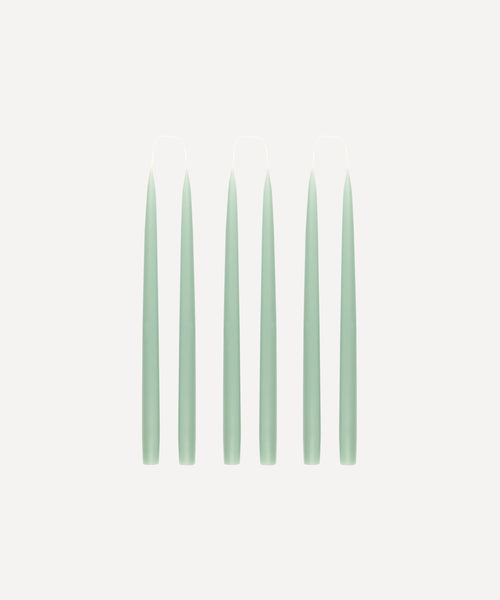 Set of 6 Danish Taper Candles, Chalk Green
