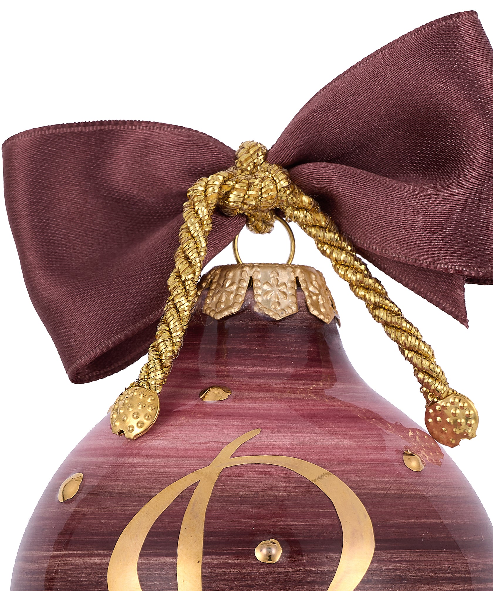 Chiara Bauble, Gold/Burgundy, with Initial, Detail