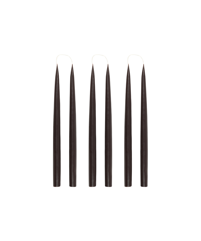 Rebecca Udall Set of 6 35cm Danish Taper Candles, Chocolate Brown