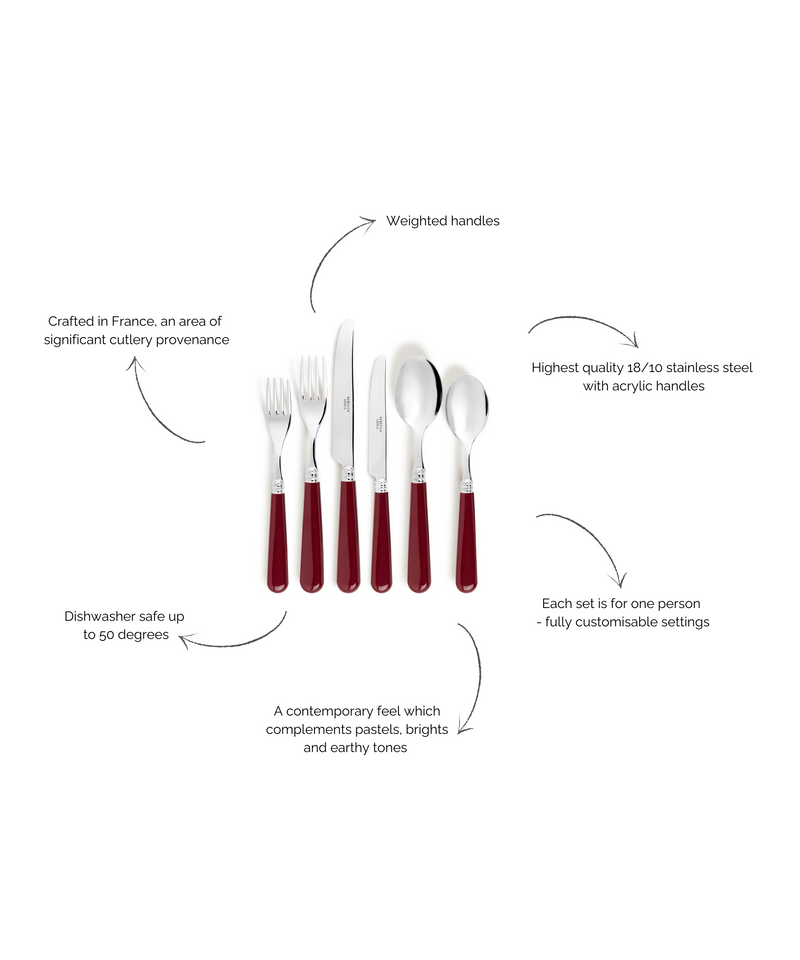 Classic Cutlery Set, Burgundy