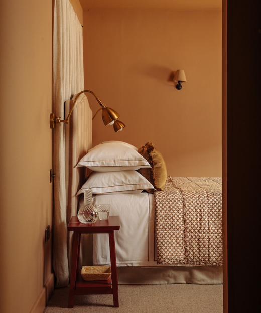 Clara Pleated Quilted Cotton Bedspread, Tobacco, with Water Carafe